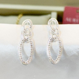 Brinco Três Elos Cravejados