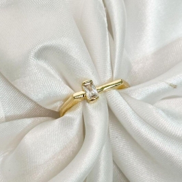 Anel Reto Pedra Retangular