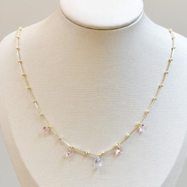 Colar Bolinhas e Zircônias Coloridas