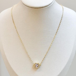 Colar Coração Zircônia Craveada