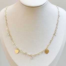 Colar Corações e Zircônia