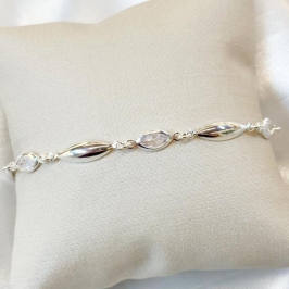 Pulseira Navetes Lisos e Zircônias