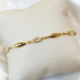 Pulseira Navetes Lisos e Zircônias