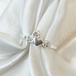 Anel Corações Cravejados e Liso