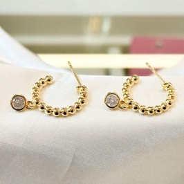 Brinco Argolinha Bolinhas Zircônia Pendurada