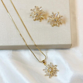 Conjunto Flor Trapézio Zircônias