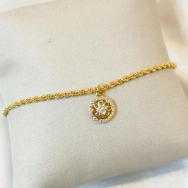 Pulseira Cordão Baiano Pingente Flor