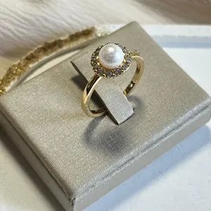 Anel Pérola Cravejado