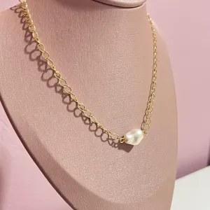 Colar Elos e Pérola Barroca