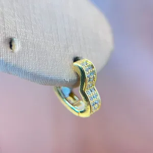 Brinco Argolinha Coração Cravejado