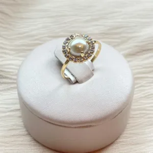 Anel Pérola com Zircônias