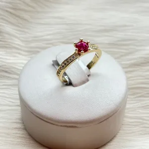 Anel Solitário Pedra Vermelha