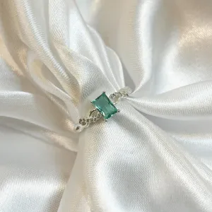 Anel Retângulo Zircônia Verde