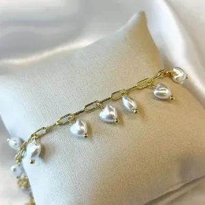 Pulseira Corações em Pérola