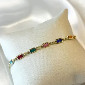 Pulseira Zircônia Colorida Retangular