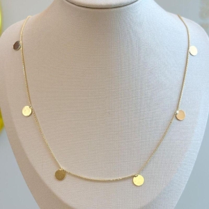 Colar Longo Plaquinhas Redondas