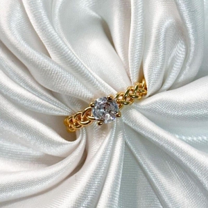 Anel Solitário Aro Trançados