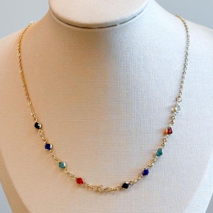 Choker Cadeado Pedra Colorida