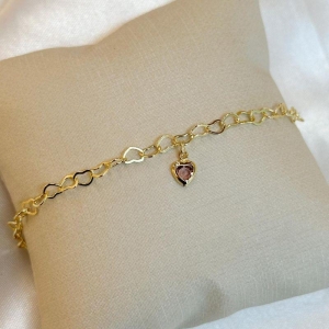 Pulseira Elo Coração com Pingente