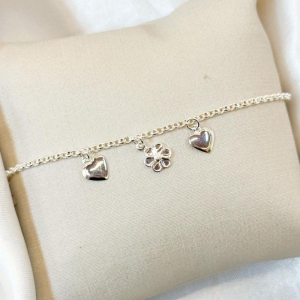 Pulseira Corações e Flor
