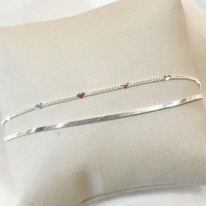 Pulseira Dupla Coração Amassado