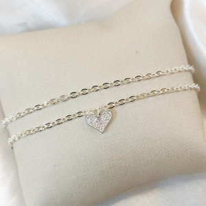 Pulseira Dupla Coração Cravejado