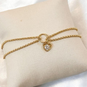 Pulseira Malha com Pingete Coração
