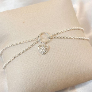 Pulseira Malha com Pingete Coração