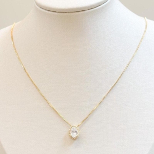 Colar Ponto de Luz Oval Cravejado