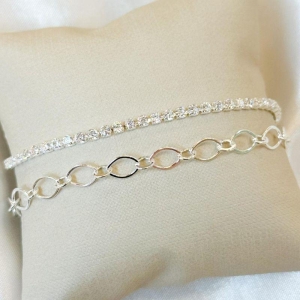 Pulseira Dupla Riviera e Elos