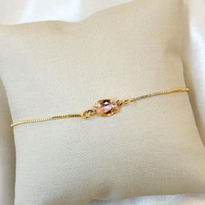 Pulseira Zircônia Oval Rosa