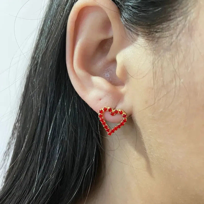 Brinco Coração Strass
