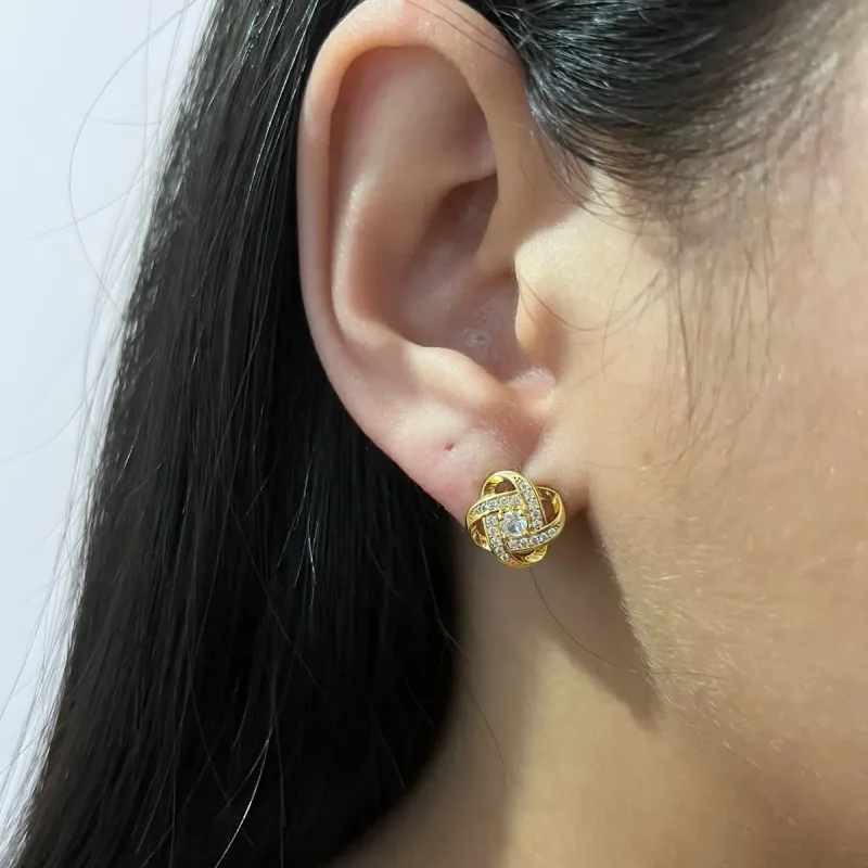 Brinco Flor Zirconia C/ Pedra