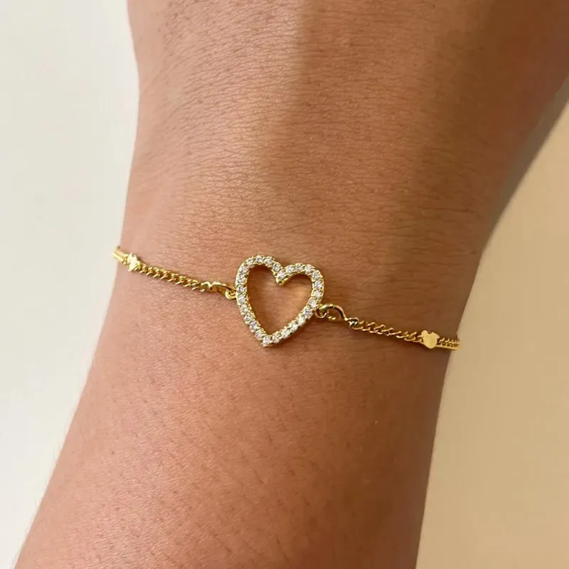 Pulseira Coração Cravejado