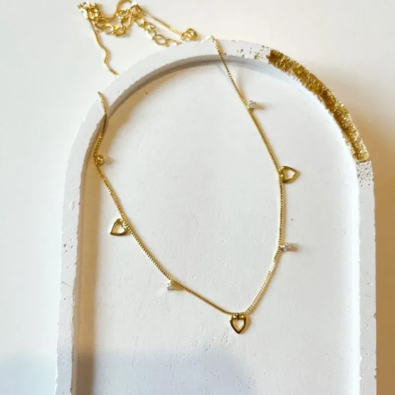 Choker Mini Coração e Zircônia