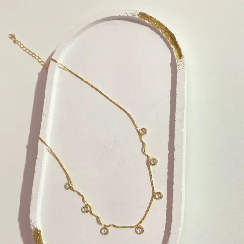 Colar Choker Zircônias Redondas