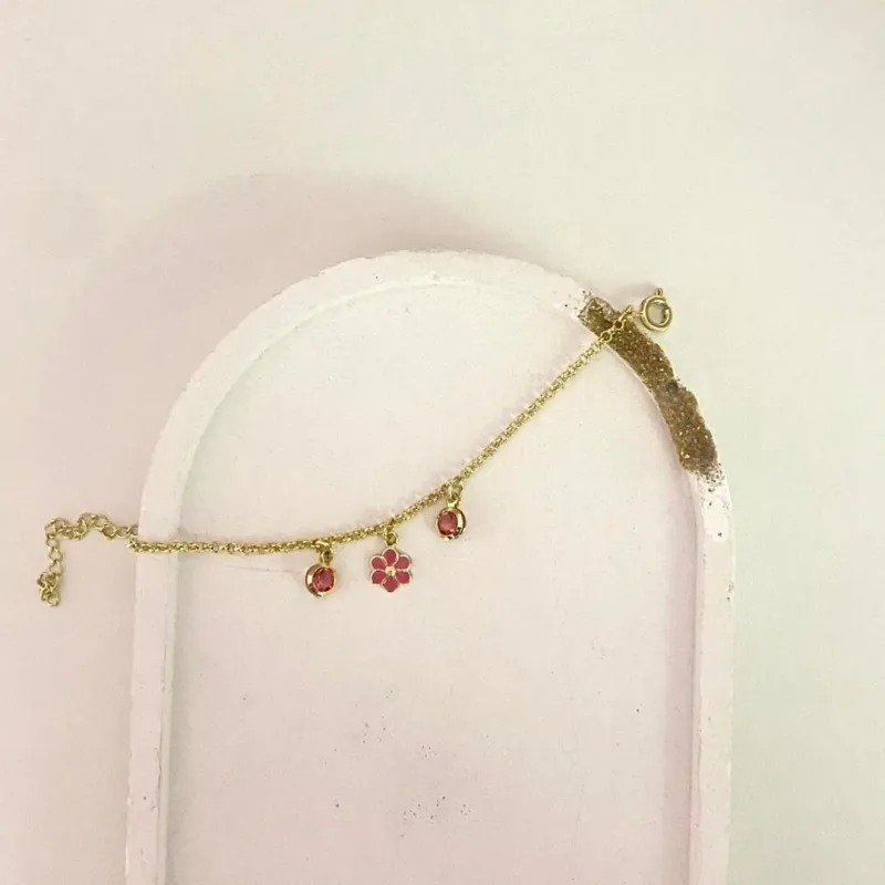 Pulseira Infantil Flor Rosa