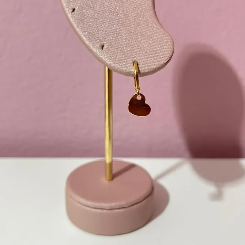 Brinco Argolinha Hook Coração Liso