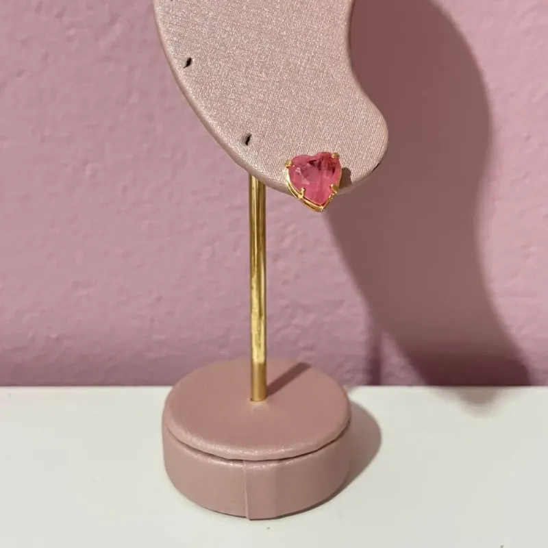 Brinco Coração Rosa