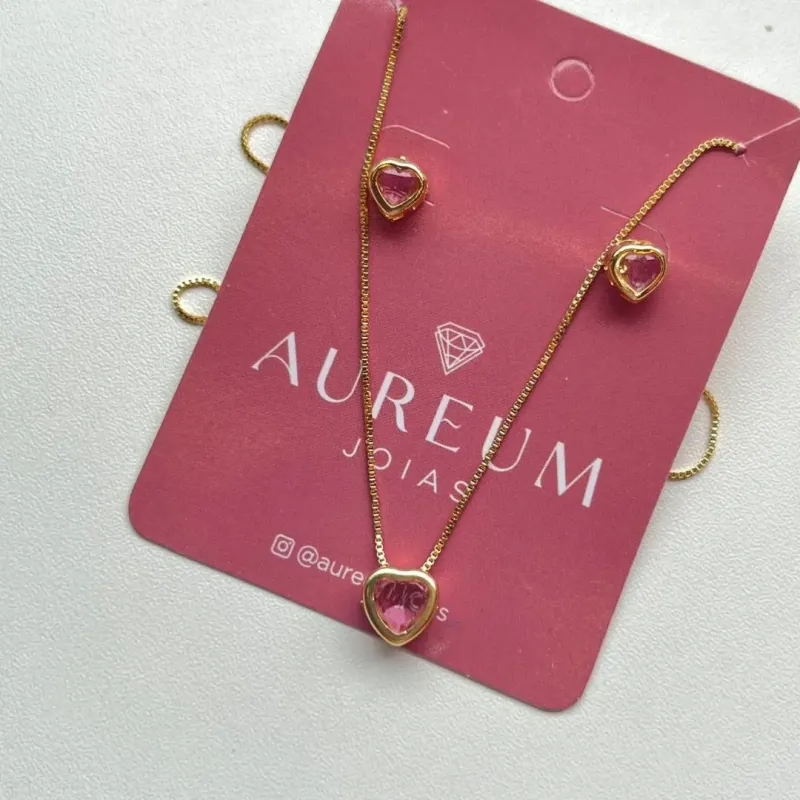 Conjunto Coração Rosa