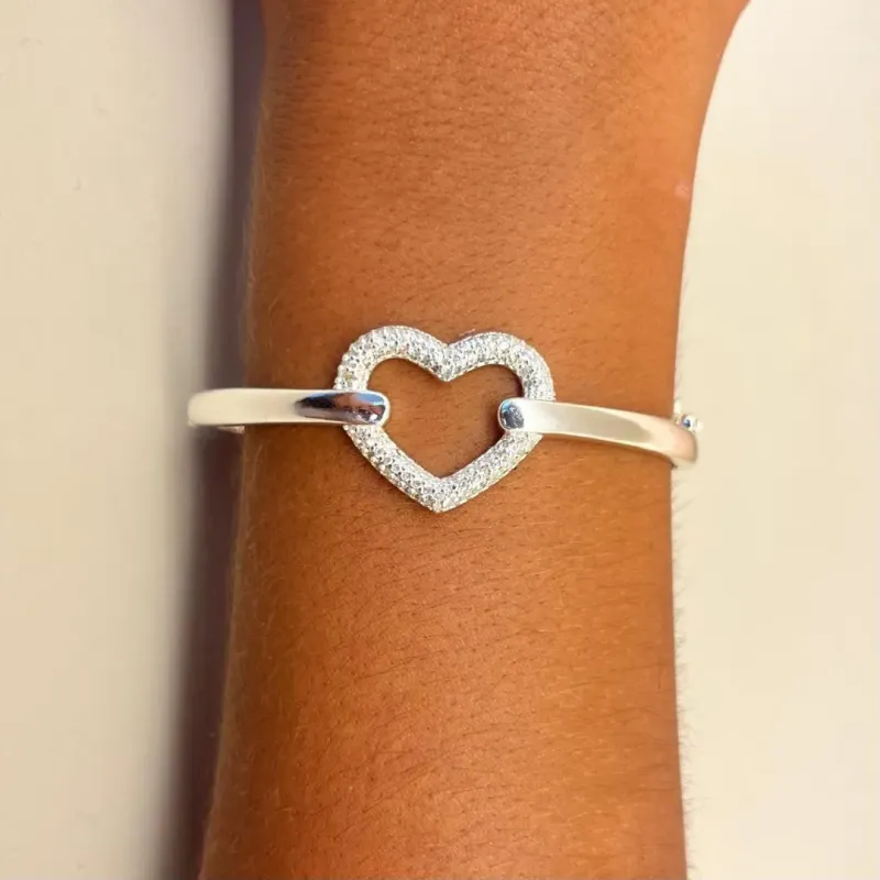 Bracelete Coração Grande Cravejado