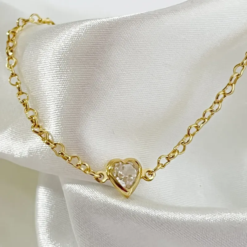Pulseira Infantil Coração Zircônia