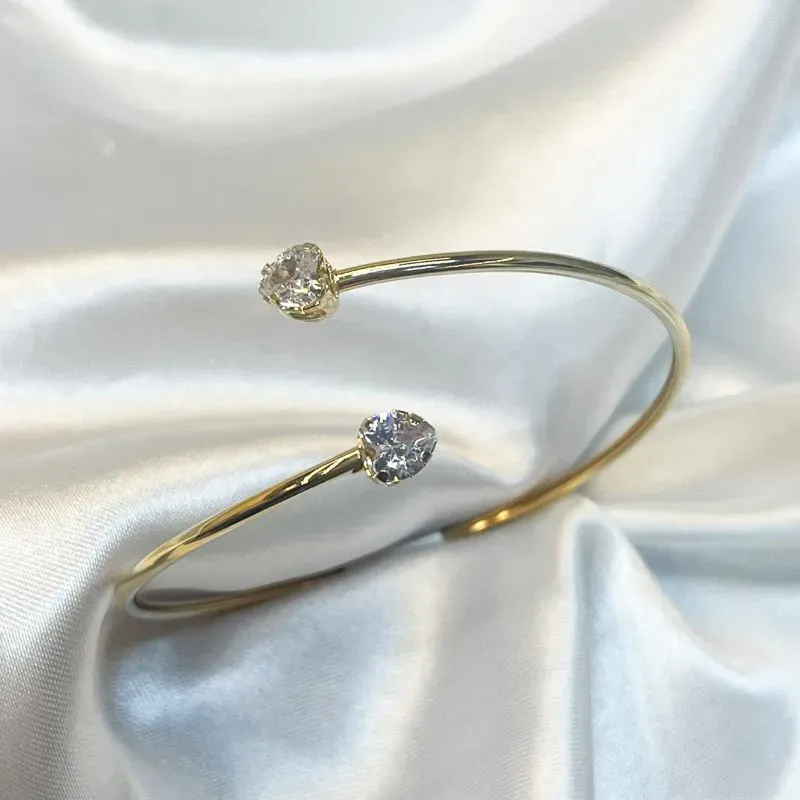 Bracelete Dois Corações Zircônia