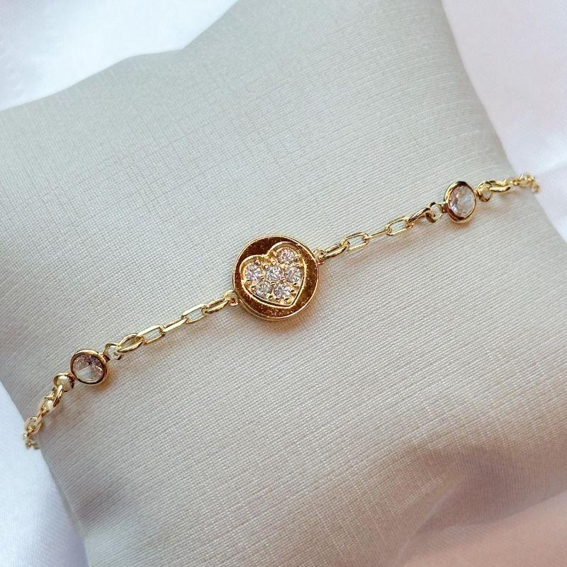 Pulseira Coração Cravejado e Zircônias
