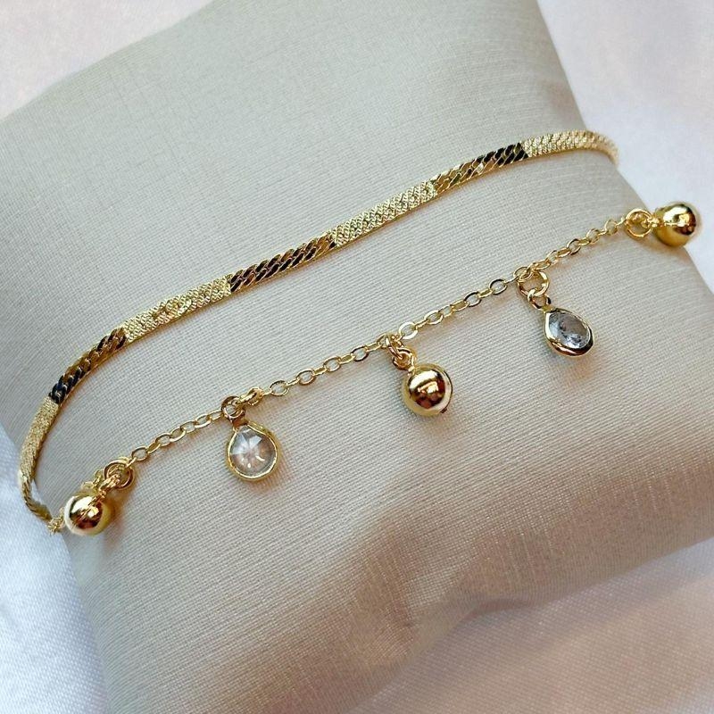 Pulseira Dupla Fita e Bolinhas