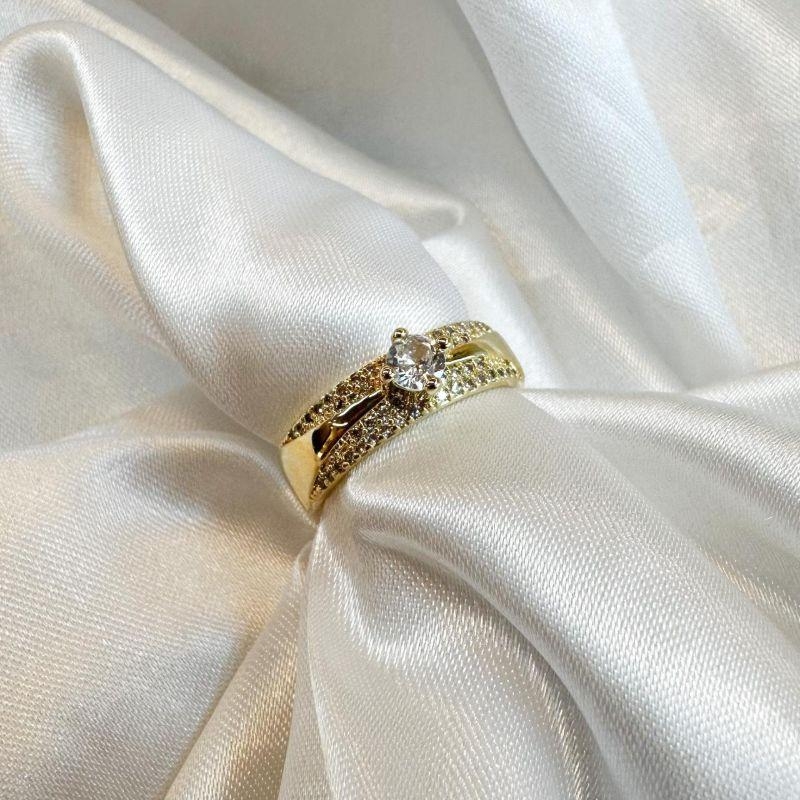 Anel Solitário Aro Grosso