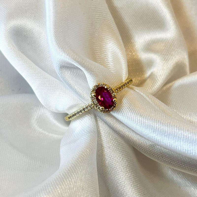 Anel Solitário Vermelho