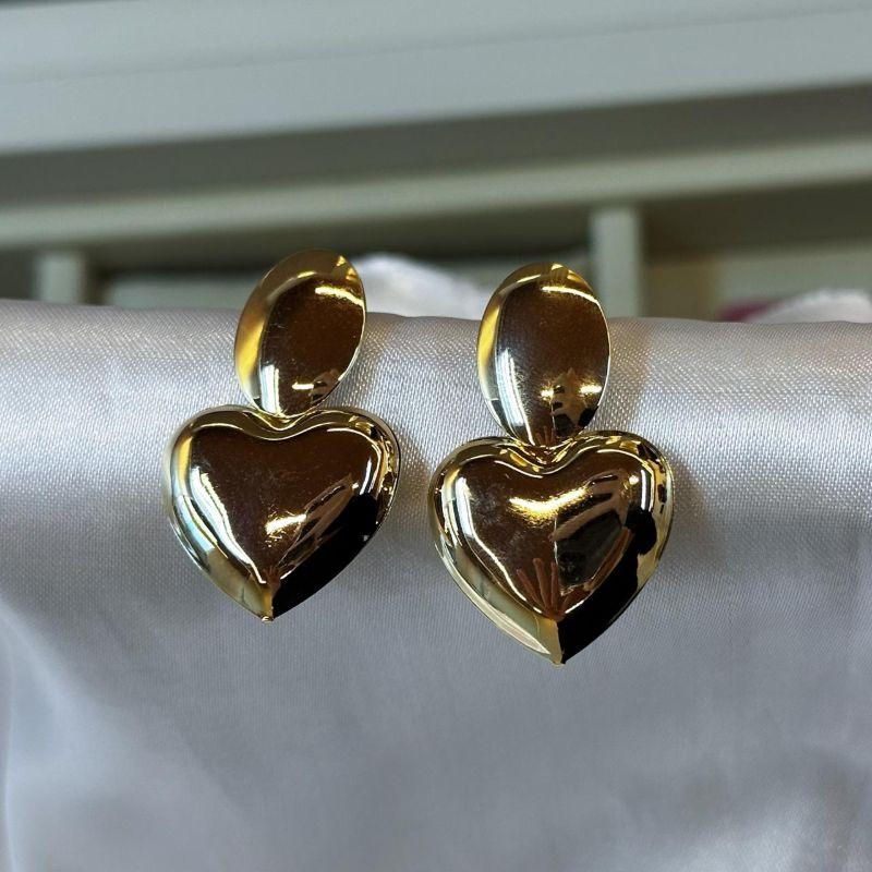 Brinco Coração Liso Pendurado