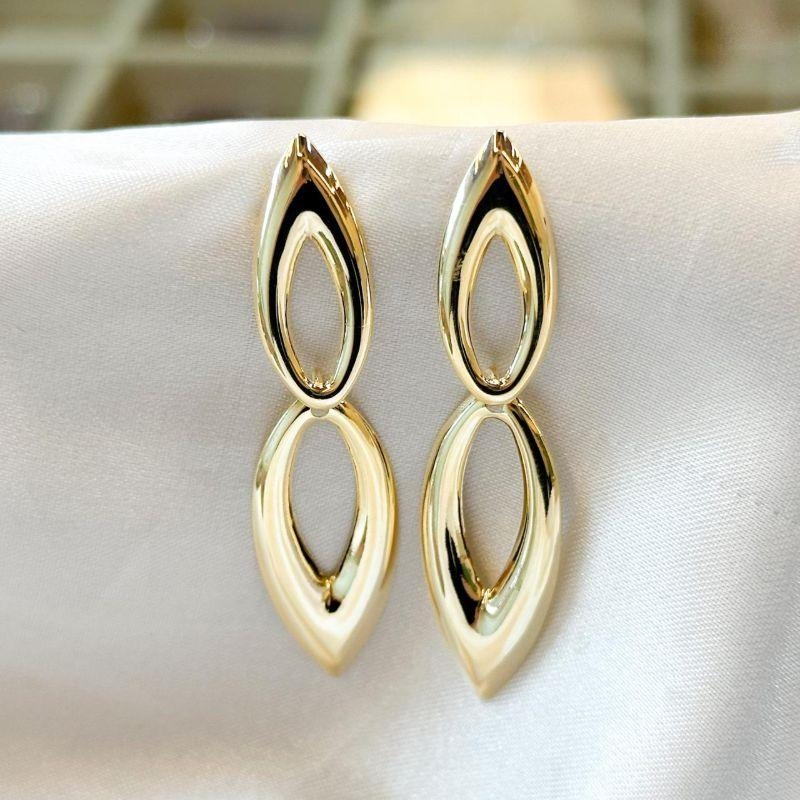 Brinco Dois Ovais Lisos