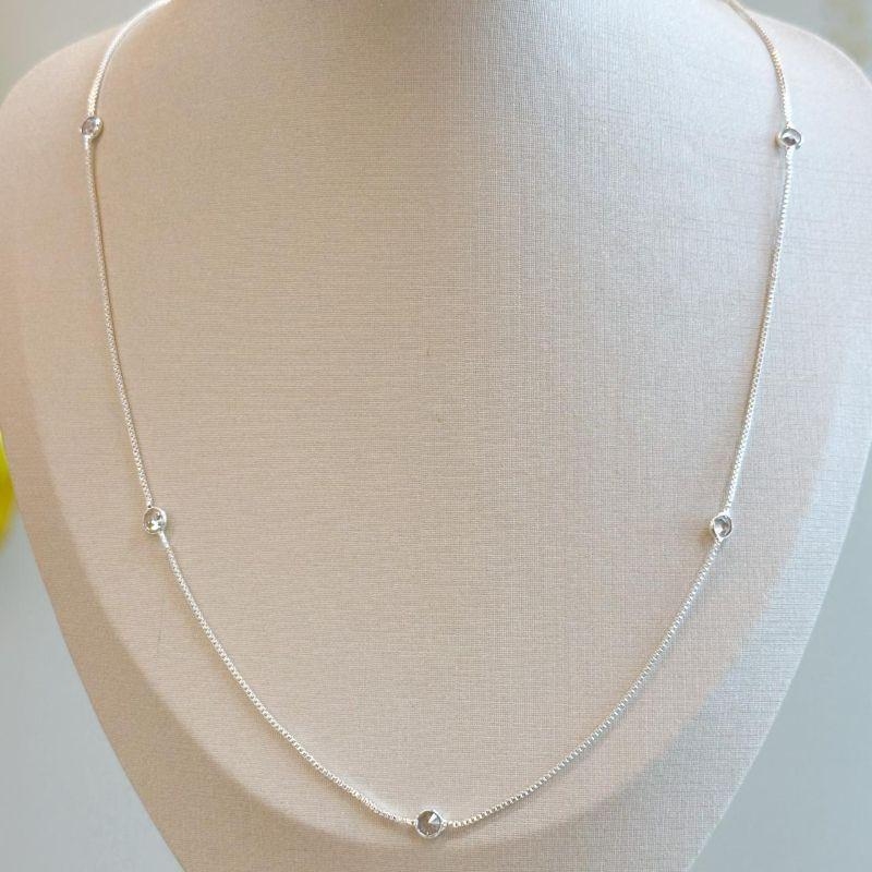 Colar Seis Zircônias Cristal